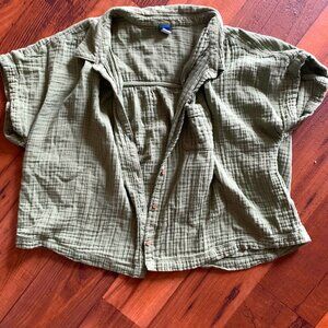 Old Navy Green Short Sleeved Button Down - L